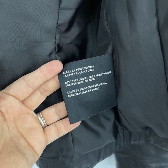 Michael Kors Womens Black Leather Jacket Size XS Classic Zip Up Party Evening - Picture 10 of 14